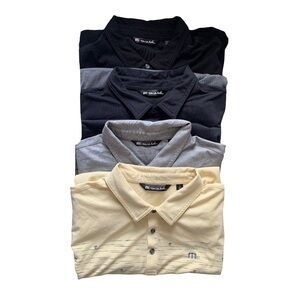LOT OF 4 TravisMathew Best Of Both Golf Black / Grey /  Yellow Polos Size XL